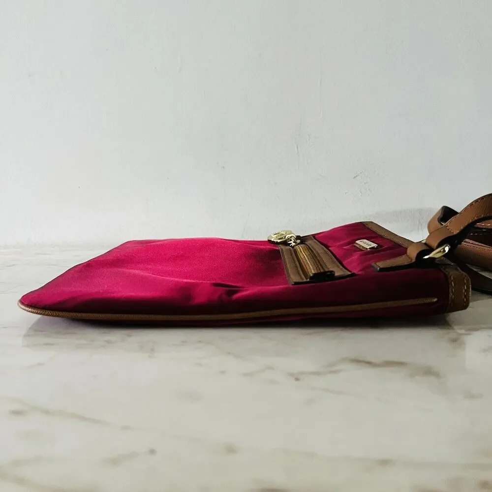 MICHAEL KORS Kempton Claret Burgundy Nylon Pocket Crossbody Bag